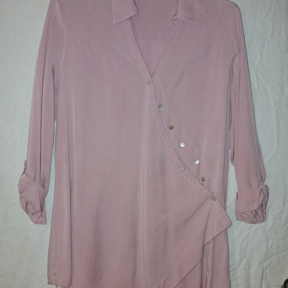 Soft Surroundings Brea Mauve Blouse with Button Accents